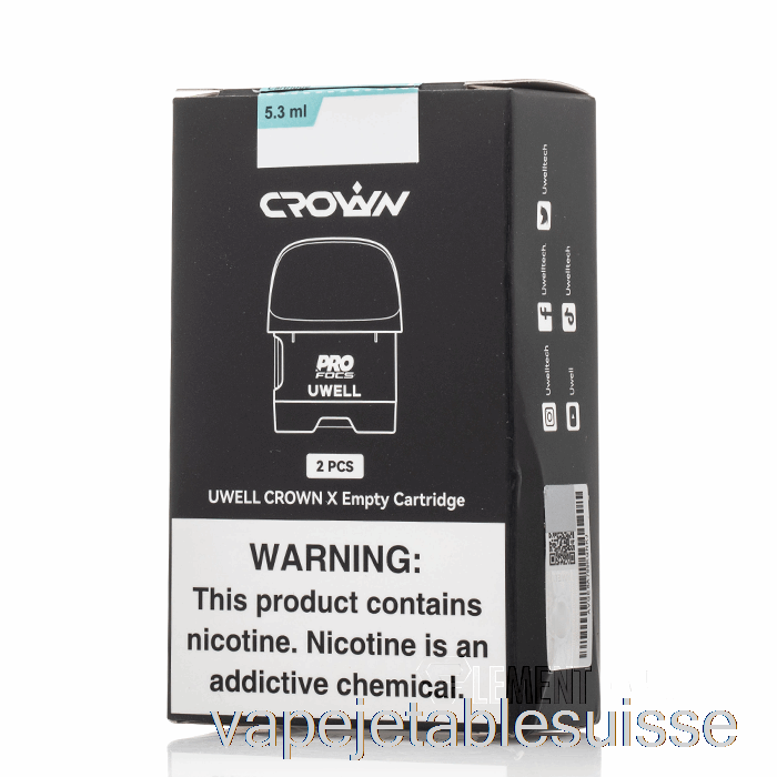 Vape Suisse Uwell Couronne X Dosettes De Remplacement 5,3 Ml Dosettes Vides